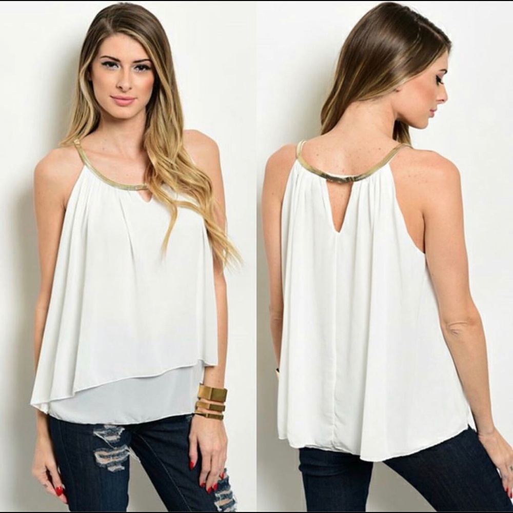 ✨Host Pick 7/4/19✨White Gold Collar Chain Shirt - Picture 2 of 5